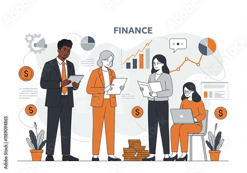 Diverse Financial Team Analyzing Data Growth Charts and Financial Documents
