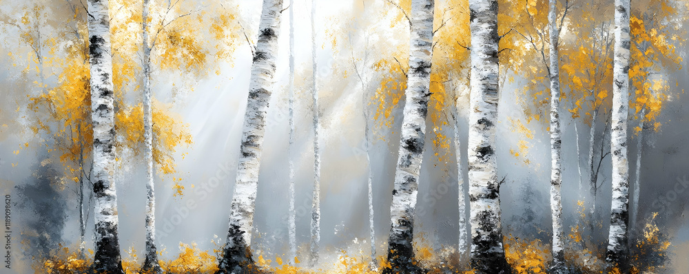 custom made wallpaper toronto digitalGolden Birch Forest Painting