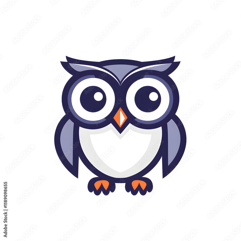 Minimalistic Owl Logo with Large Circular Eyes and Clean Feather Outlines Minimalistic Owl Logo with Large Circular Eyes and Clean Feather Outlines