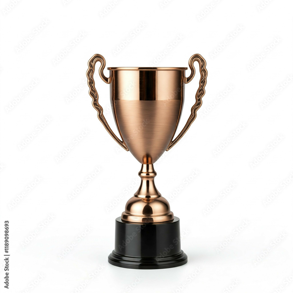 closeup of a shiny copper trophy on white background closeup of a shiny copper trophy on white background