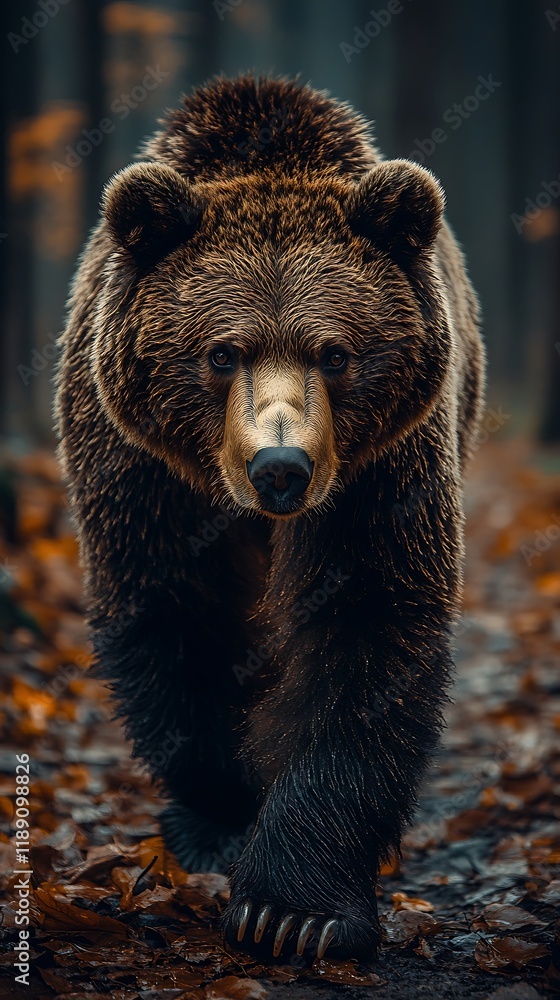 Obraz premium Powerful bear running through wilderness in nature wildlife high resolution hd picture