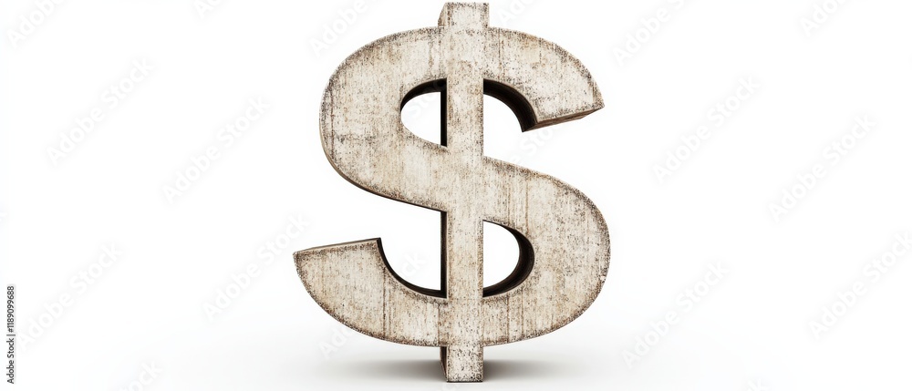 Obraz premium A wooden dollar sign against a white background