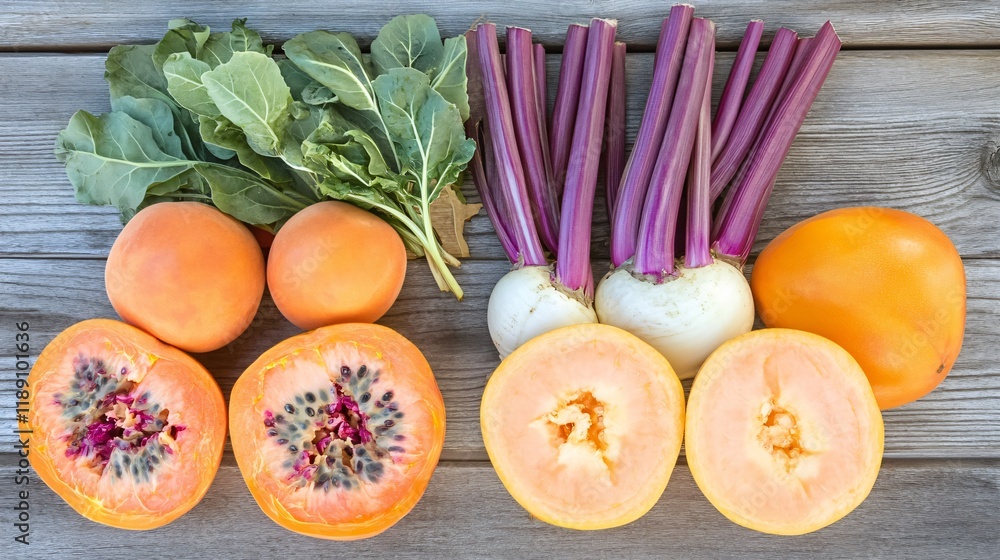 Vibrant Colorful Fruit and Vegetable Still Life Vibrant Colorful Fruit and Vegetable Still Life