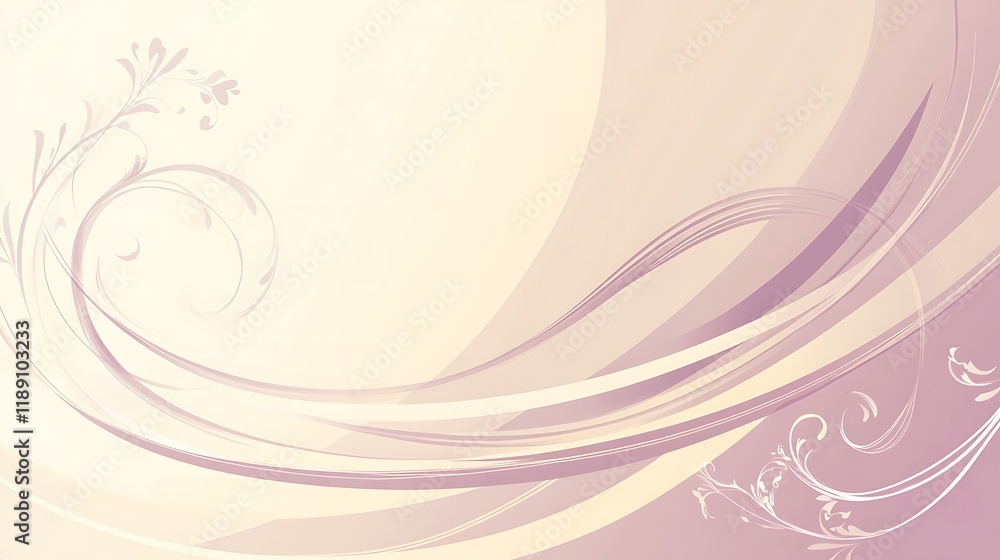 Elegant Pastel Swirls With Delicate Floral Accents Elegant Pastel Swirls With Delicate Floral Accents