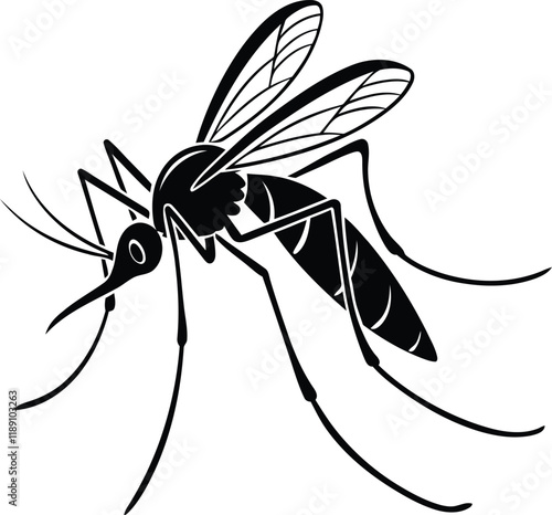 Mosquito silhouette vector illustration, Mosquito line art vector, Mosquito vector design
