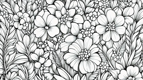 Wallpaper Mural Playful Spring Doodles Featuring a Variety of Flowers and Designs Torontodigital.ca