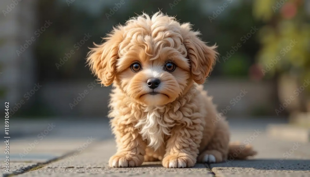 Adorable Fluffy Cavoodle Puppy Posing Outdoors in Soft Sunlight Adorable Fluffy Cavoodle Puppy Posing Outdoors in Soft Sunlight