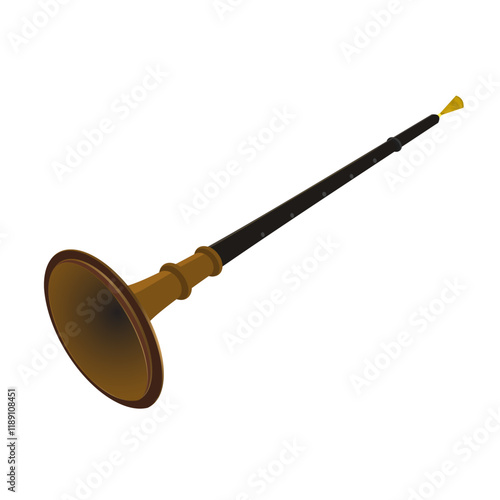 Indian traditional wind music instrument native to south india tamilnadu called nadaswaram.Classical musical instrument icon vector graphic illustration that is editable.Eps10 nadaswaram vector symbol photo