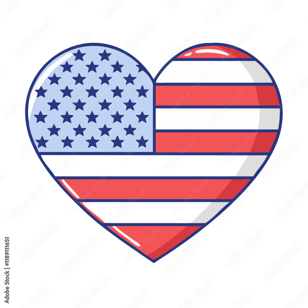 heart with american flag pattern icon