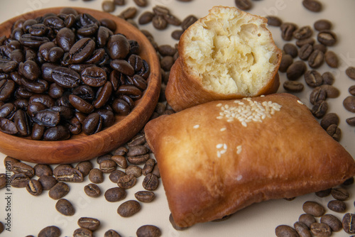 High-quality images featuring roasted coffee beans, steaming cups of coffee, and elegant coffee decor on a minimalistic white background. Ideal for branding, product catalogs, and culinary conten
