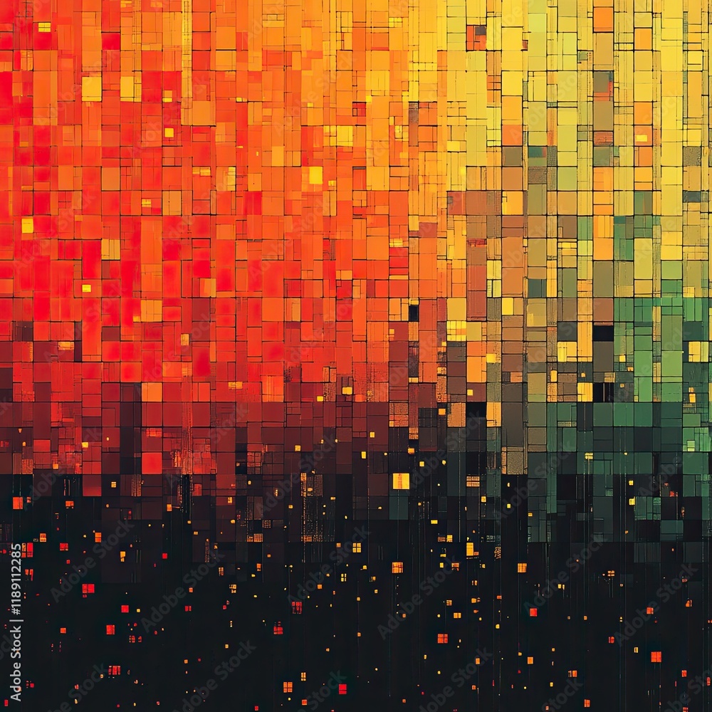 Seamless Pattern of Small Pixelated Squares in Vibrant Colors Seamless Pattern of Small Pixelated Squares in Vibrant Colors