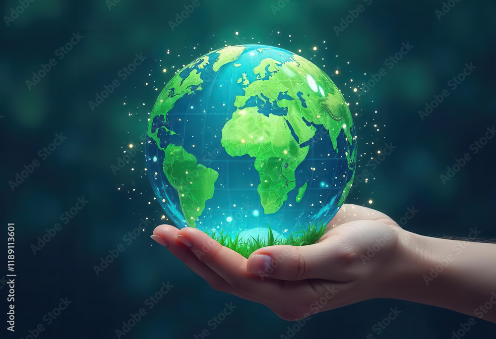 Global environmental awareness event nature digital artwork hand holding earth inspirational eco-friendly Global environmental awareness event nature digital artwork hand holding earth inspirational eco-friendly