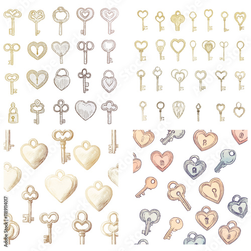 Set watercolor key for Valentine's day element.
