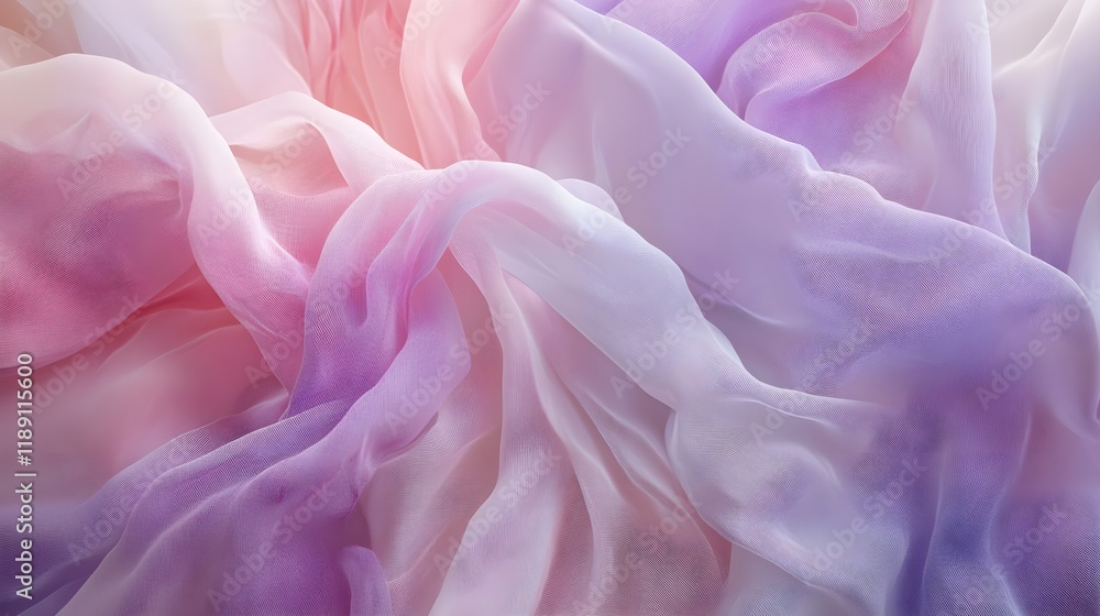 Obraz premium Soft Pink and Purple Gradient Fabric with Wavy Texture in Detail