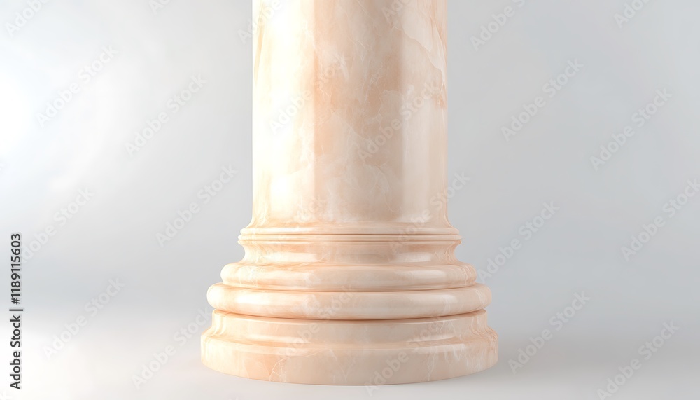 Elegant 3D render of a marble pillar in pale peach, isolated on white, front-facing view, high-resolution, Elegant 3D render of a marble pillar in pale peach, isolated on white, front-facing view, high-resolution,
