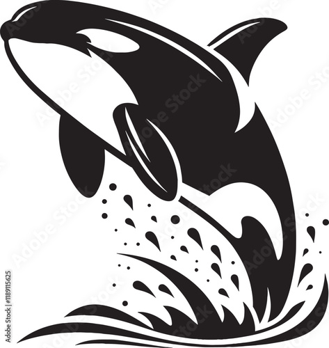 Orca whale silhouette vector illustration isolated on white background