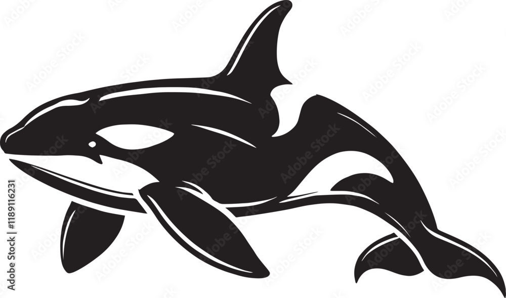 Naklejka premium Orca whale silhouette vector illustration isolated on white background