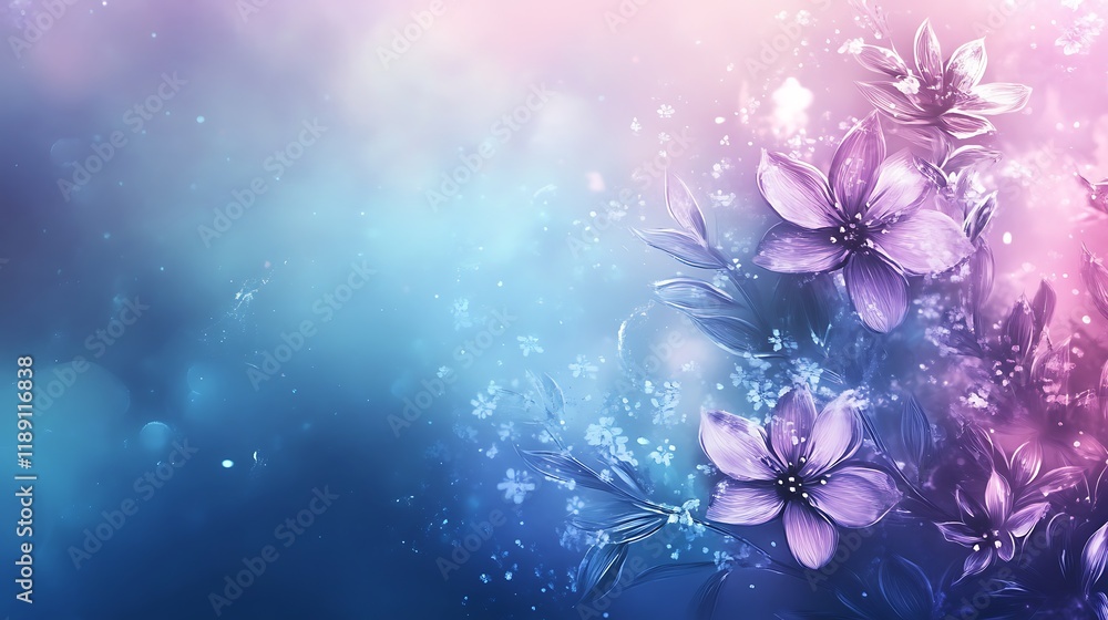Dreamlike Purple Flowers in a Blue Haze Dreamlike Purple Flowers in a Blue Haze