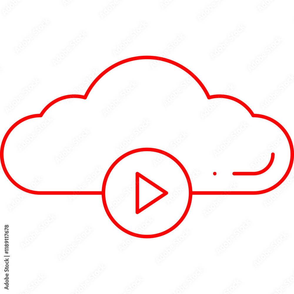 Videos on Cloud icon single vector illustration Videos on Cloud icon single vector illustration