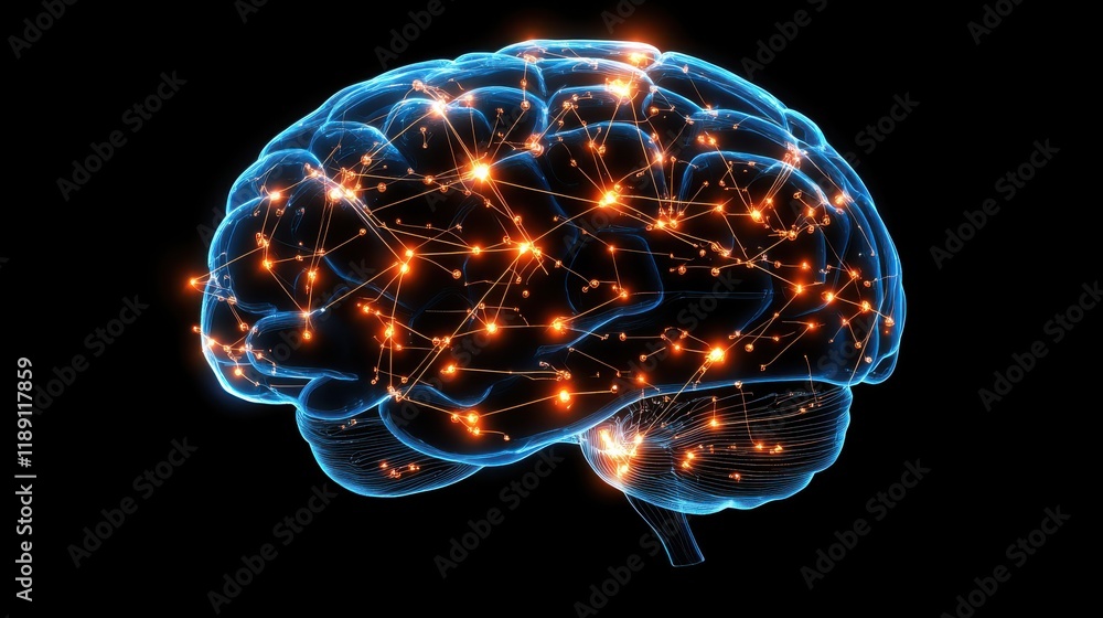 AI and Machine Learning Concept with Glowing Neural Network AI and Machine Learning Concept with Glowing Neural Network