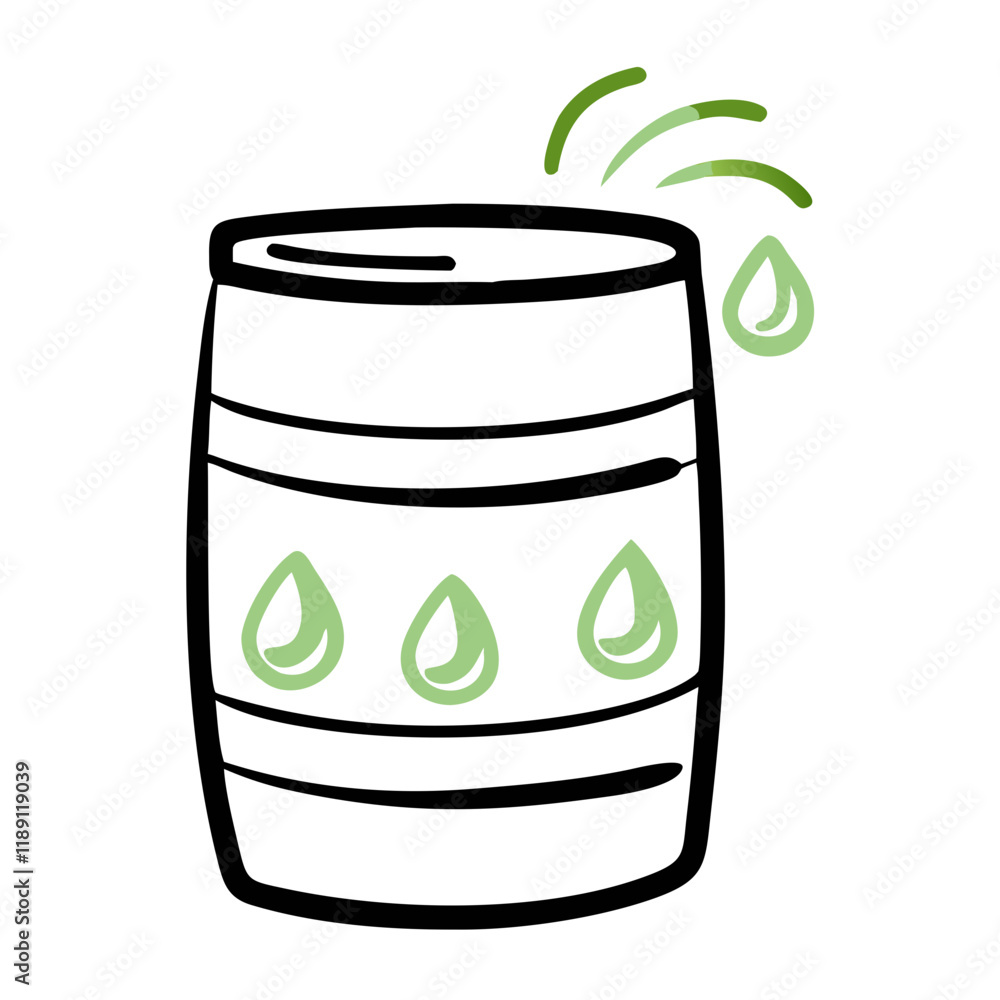 Water barrel with leaking drops on white background Water barrel with leaking drops on white background