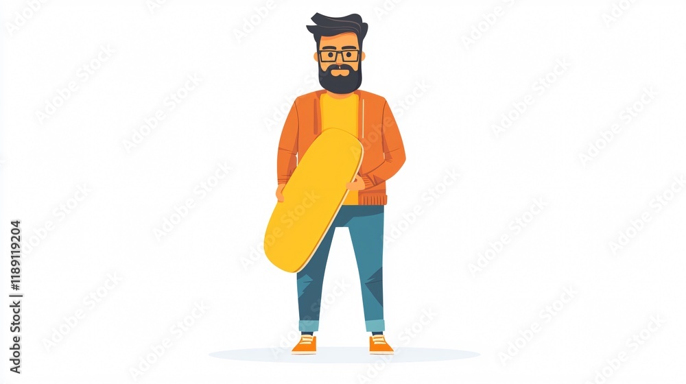 Male avatar with board design in wide angle view for professional use Male avatar with board design in wide angle view for professional use