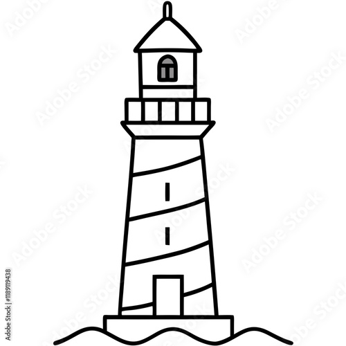 Lighthouse Silhouette Line Art for Design