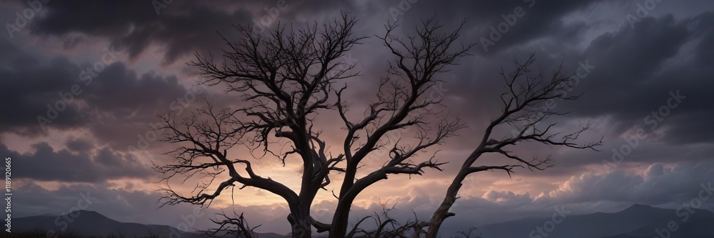 Cedar wood tree's dead branches against a dark and moody sky, tree, skeletal, wood texture Cedar wood tree's dead branches against a dark and moody sky, tree, skeletal, wood texture