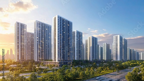 New Residential Office Building in Urban Area with 3D Rendering