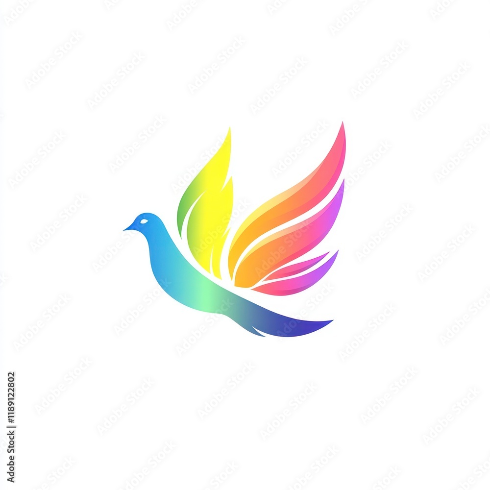 Obraz premium Rainbow bird logo design, white background, abstract art, branding