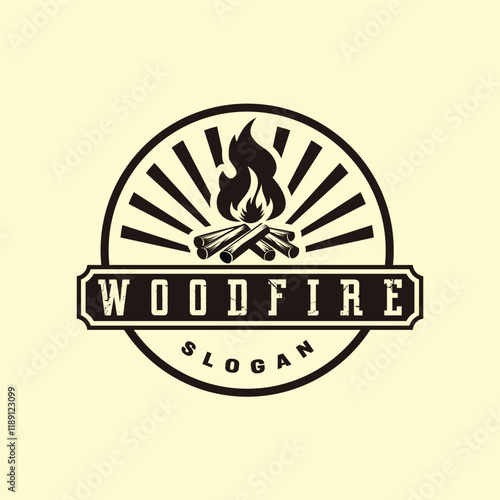 vintage firewood logo design element vector template