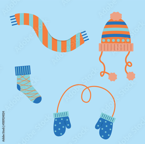 Winter Clothes Vector Set Collection