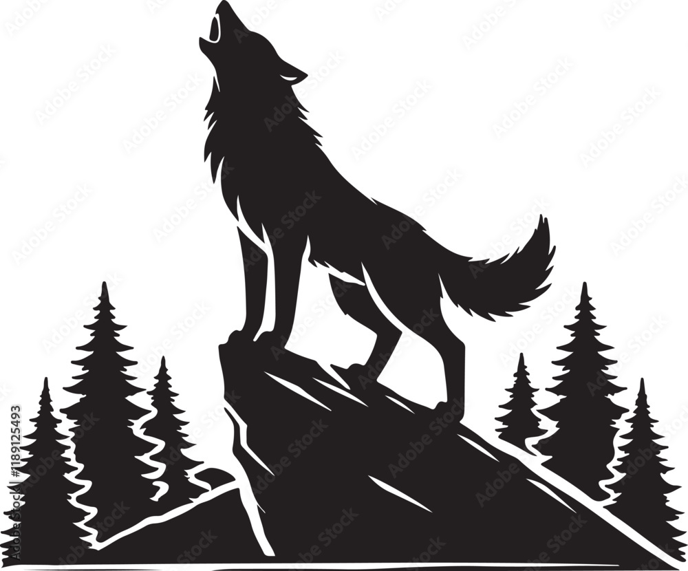 Fototapeta wolf silhouette vector