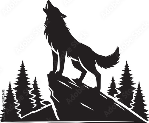 wolf silhouette vector photo