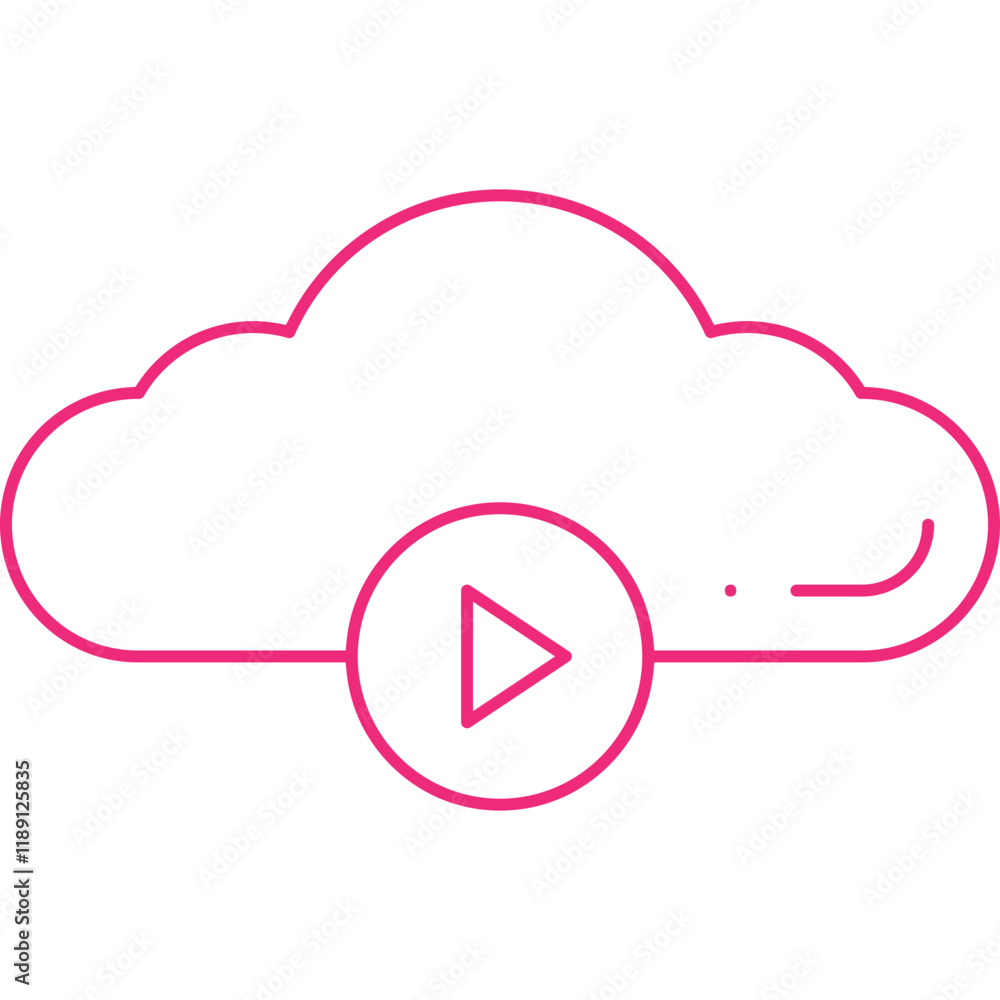 Videos on Cloud icon single vector illustration Videos on Cloud icon single vector illustration