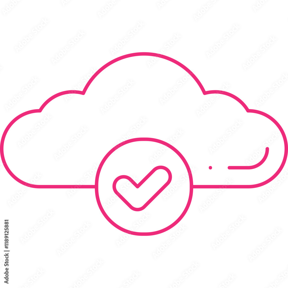 Verified Cloud icon single vector illustration Verified Cloud icon single vector illustration
