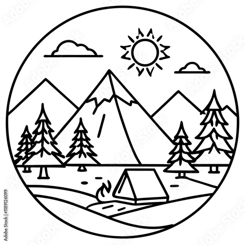 Outdoor Adventure Line Art Design photo