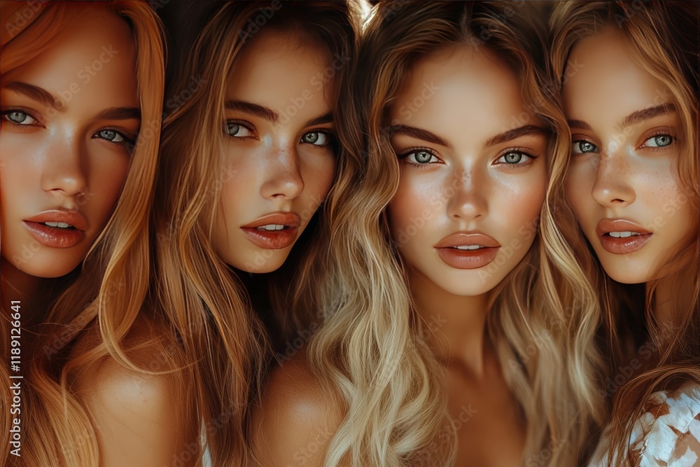 Fototapeta premium girls models with different hair advertising cosmetics