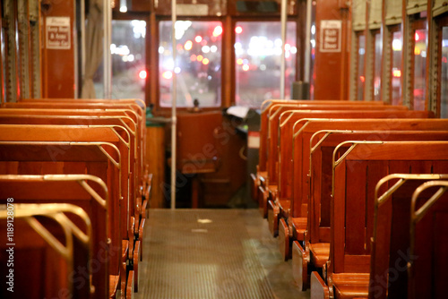 New Orleans Public Transportation Trolly Car Wood Interior