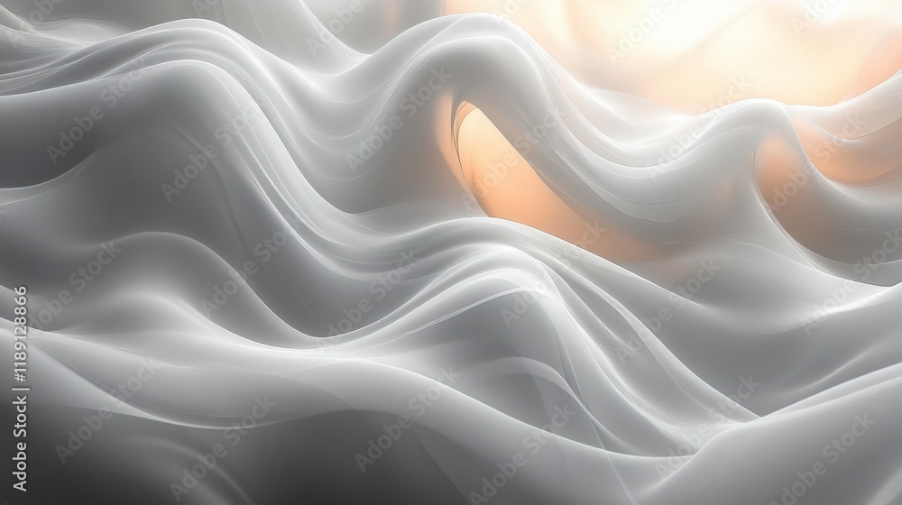 Obraz premium Abstract Background - Flowing Silver Waves with Golden Light