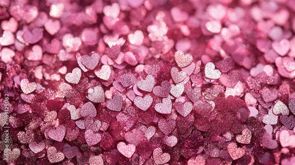 Obraz premium Sparkling Pink Shiny Hearts on Abstract Background for Celebrations