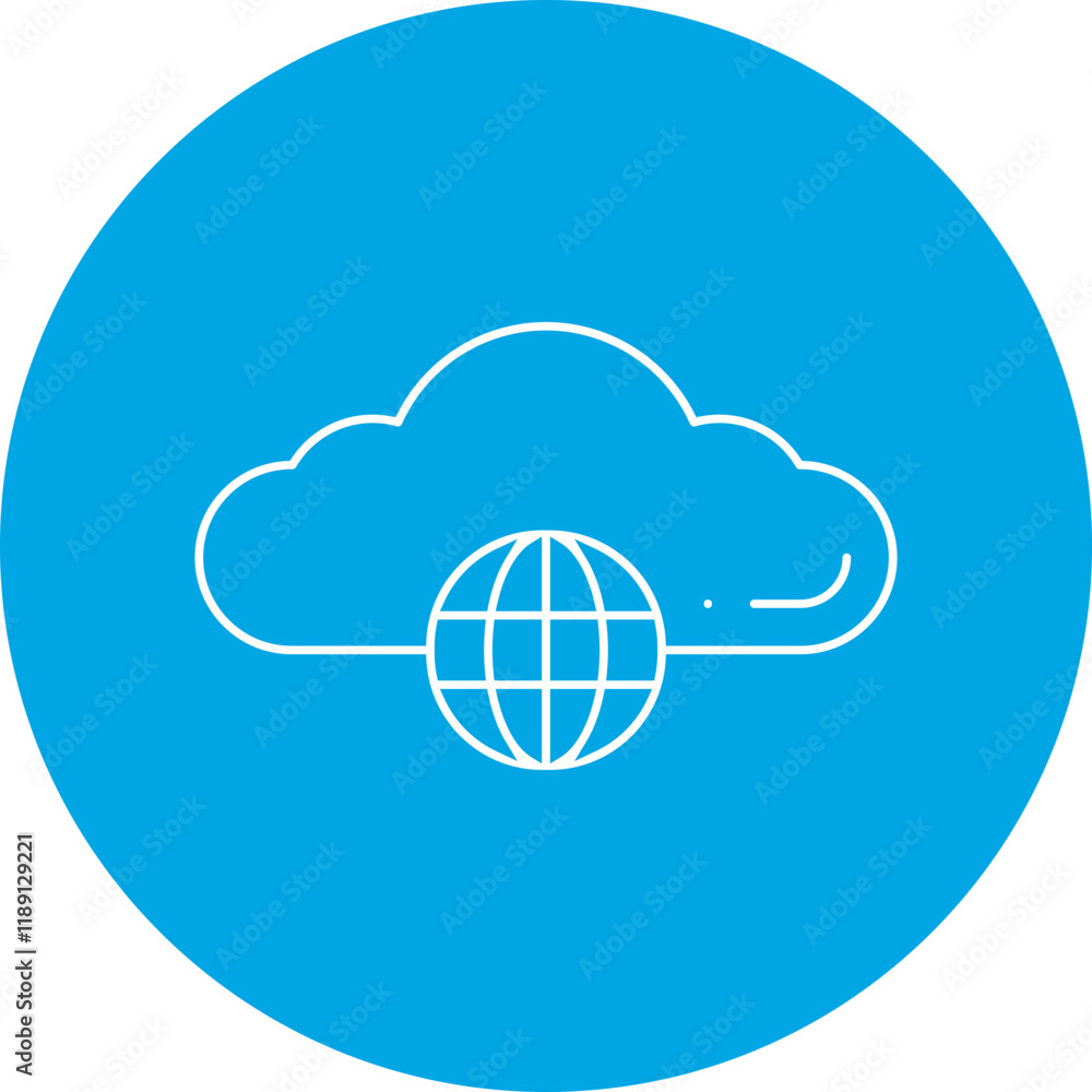 Global Cloud icon single vector illustration Global Cloud icon single vector illustration