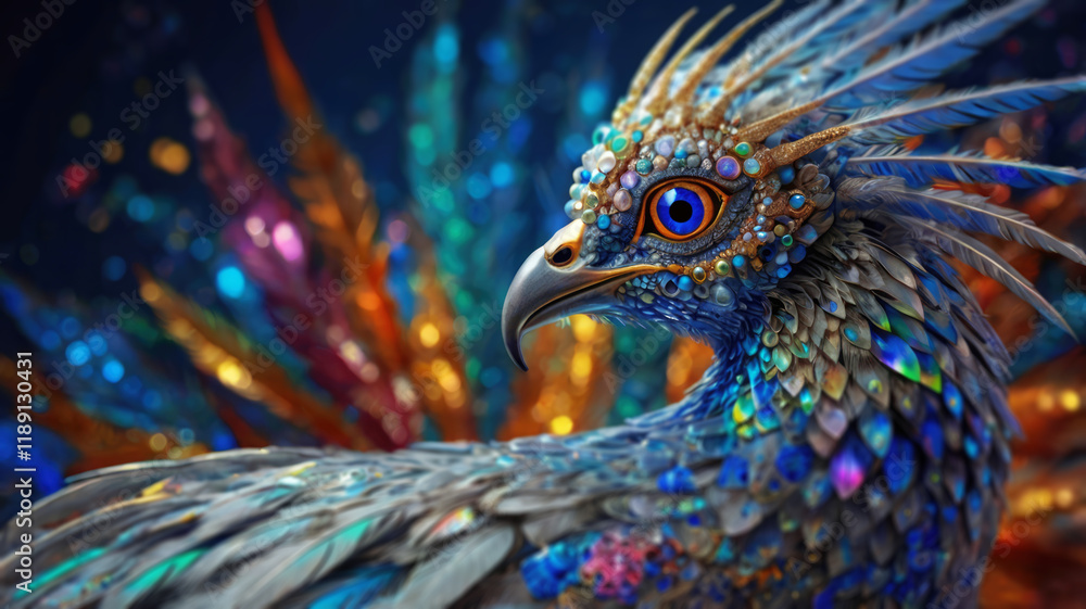 Obraz premium Brightly Colored Alien Bird Set Against a Stunning Galactic Scene