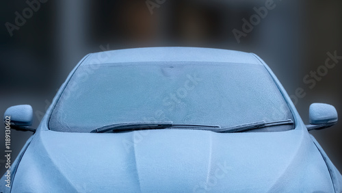 Car with frozen windscreen after a heavy frost