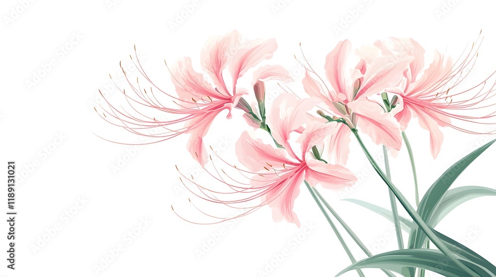 Obraz premium Delicate Pink Spider Lilies in Full Bloom