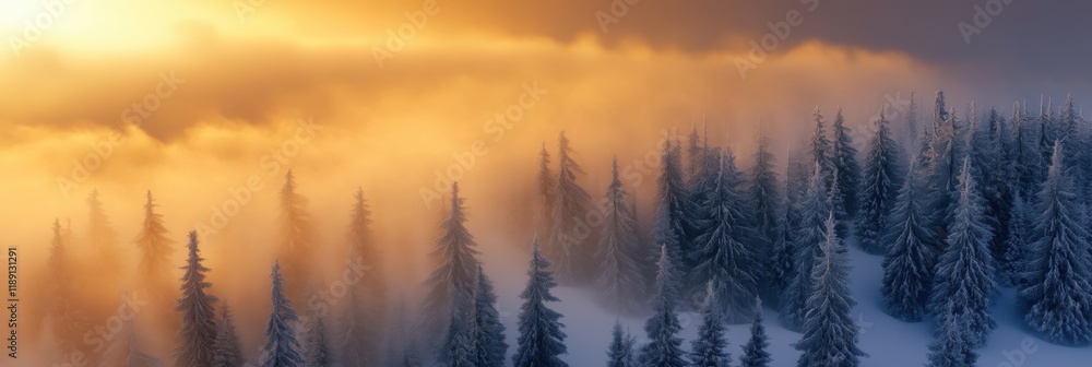 Trees covered by heavy snow in winter forest Trees covered by heavy snow in winter forest