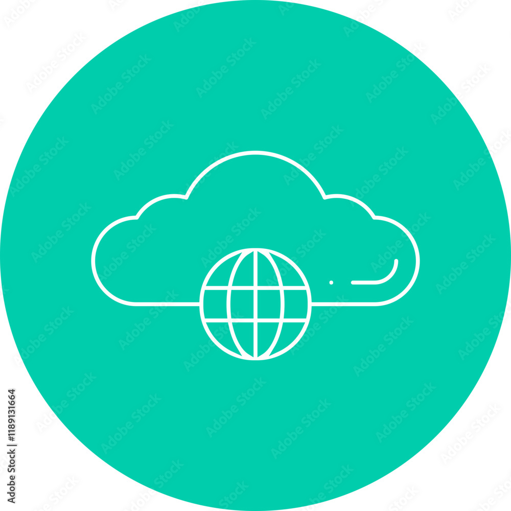 Global Cloud icon single vector illustration Global Cloud icon single vector illustration