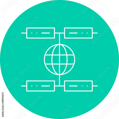 Global Servers icon single vector illustration