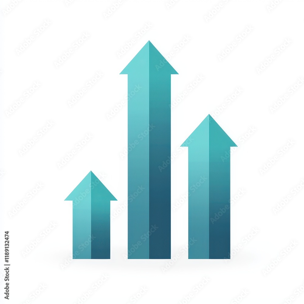 Minimal Flat Design of Upward Arrows Representing Business Growth and Success Minimal Flat Design of Upward Arrows Representing Business Growth and Success