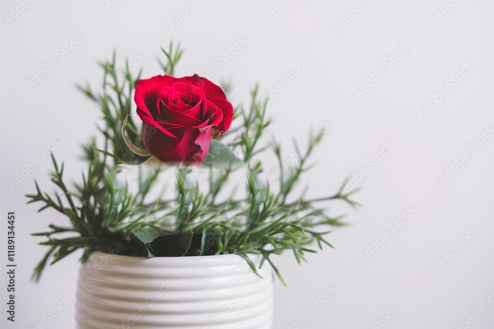 Red roses in a pot on the white background Red roses in a pot on the white background